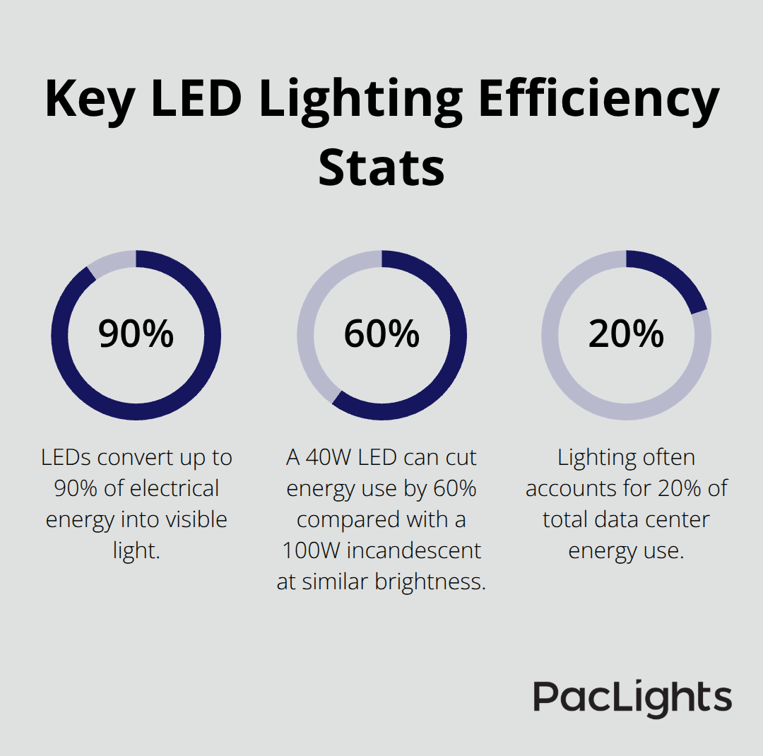 Three key LED lighting efficiency statistics for U.S. data centers - datacenter LED efficiency tips