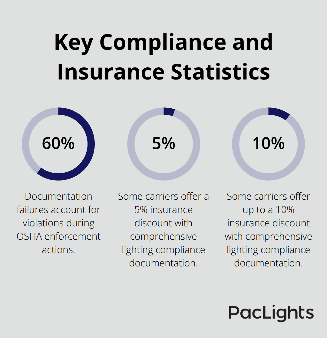 Chart showing documentation-related violations and potential insurance discounts for compliant datacenters in the U.S. - Datacenter safety lighting standards