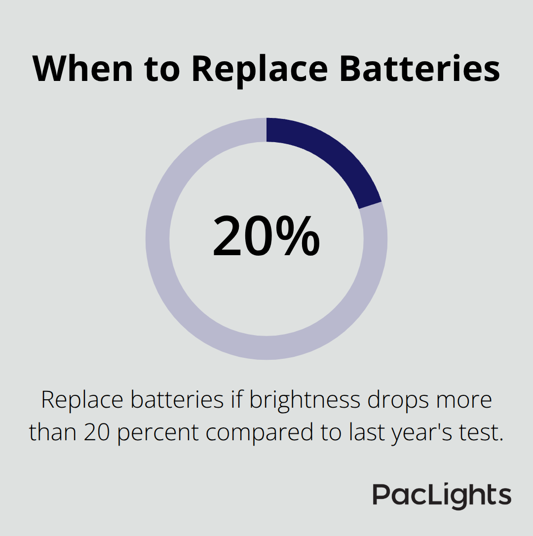 Threshold for replacing emergency lighting batteries after annual test - emergency wall lights guide