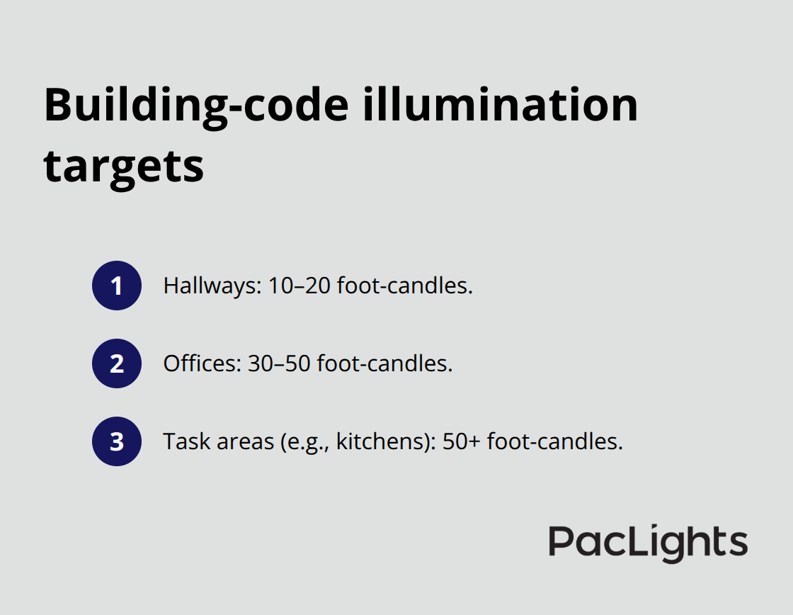 Typical foot-candle levels for common spaces in U.S. facilities - Flush mount accessibility