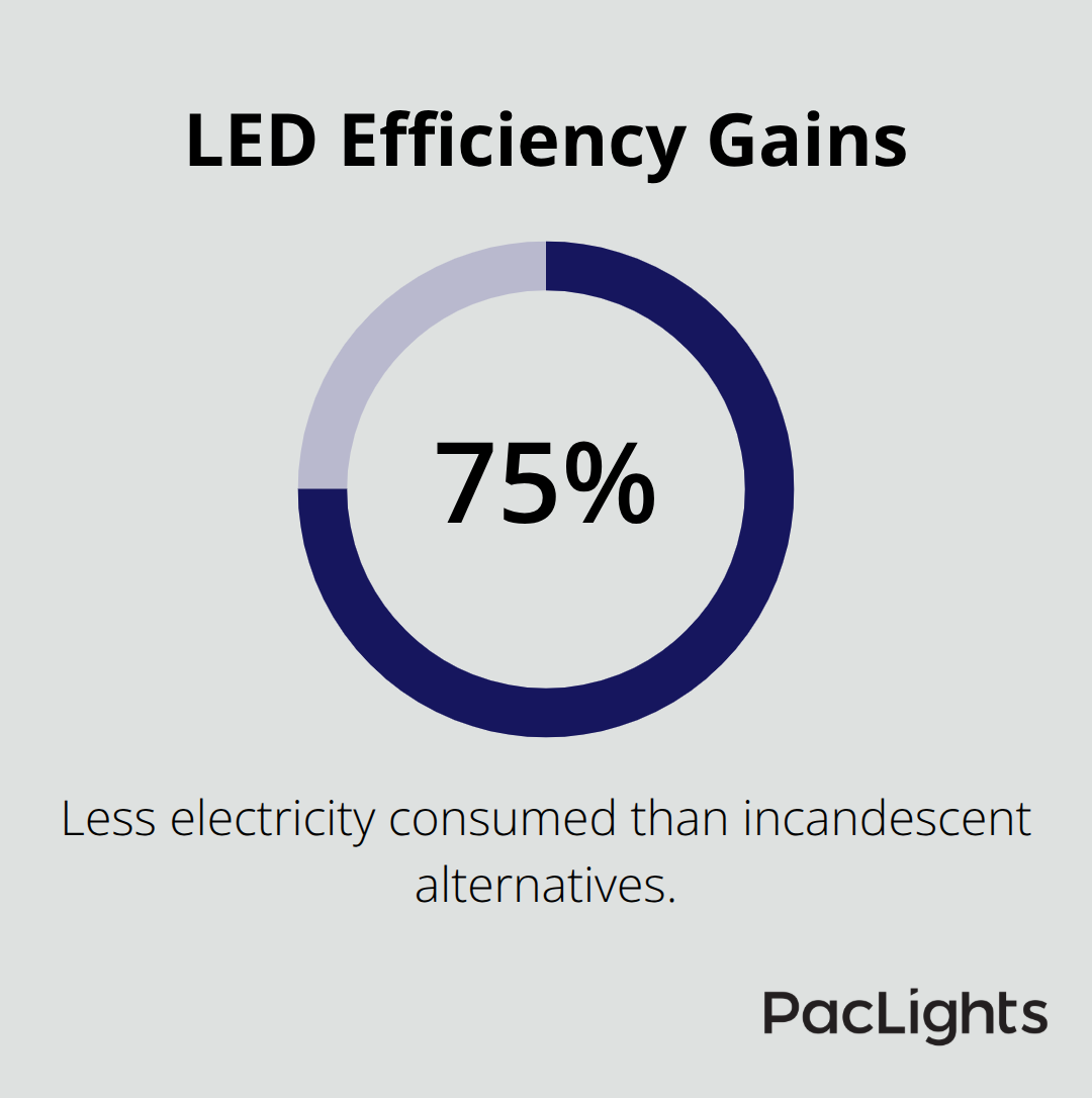 Percentage reduction in electricity use for IP-rated LED downlights versus incandescent - IP rated surface mount downlight