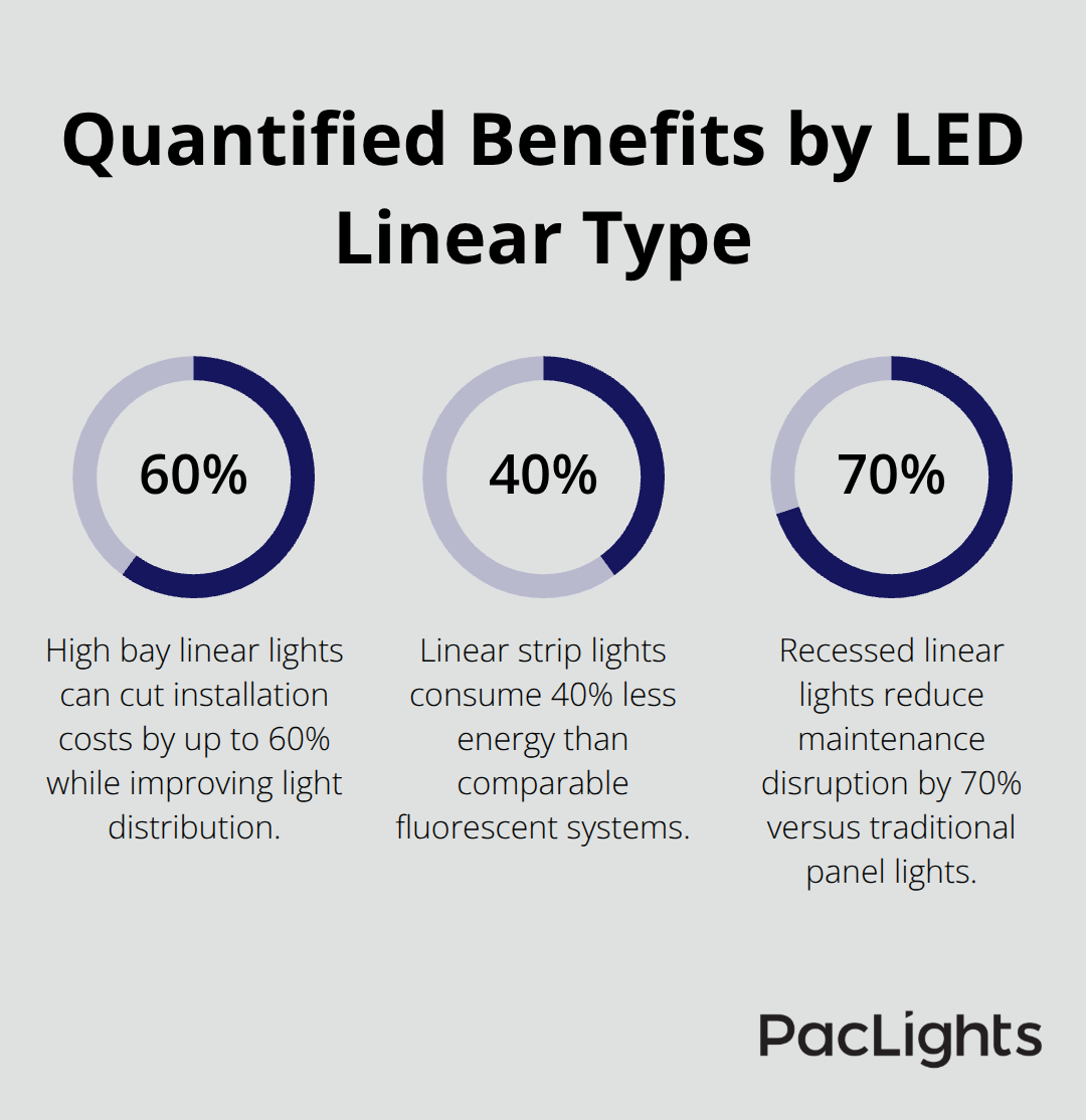 Key percentage-based benefits for high bay, strip, and recessed linear LED fixtures - led linear lighting solutions