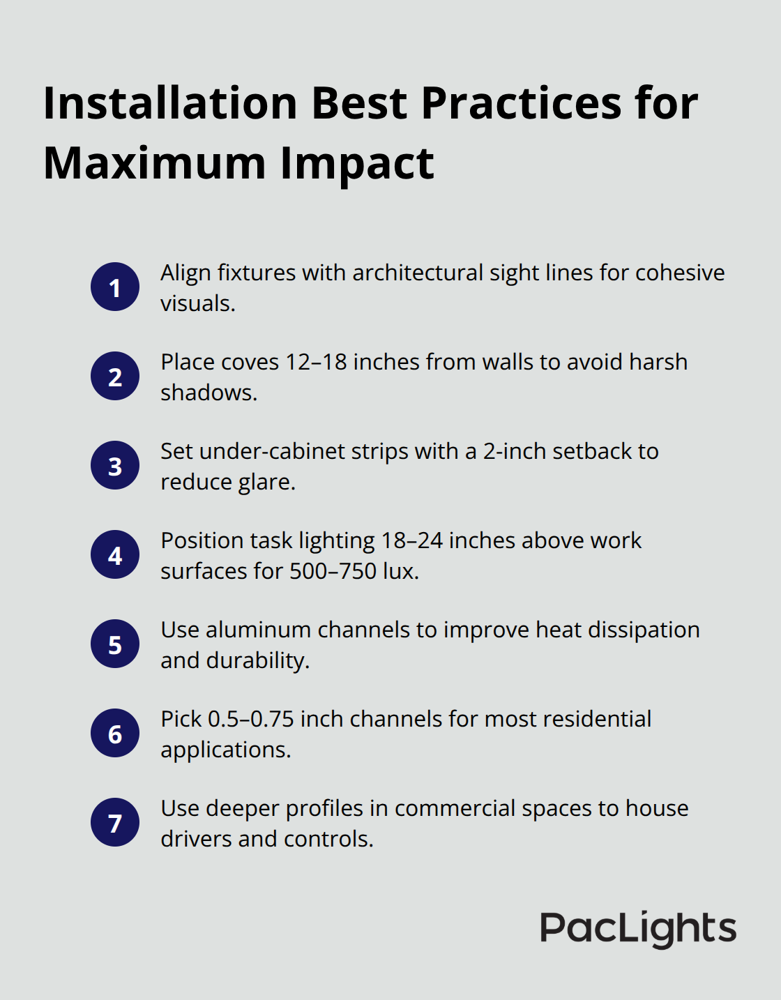 Compact list of linear lighting installation tips tailored to U.S. projects