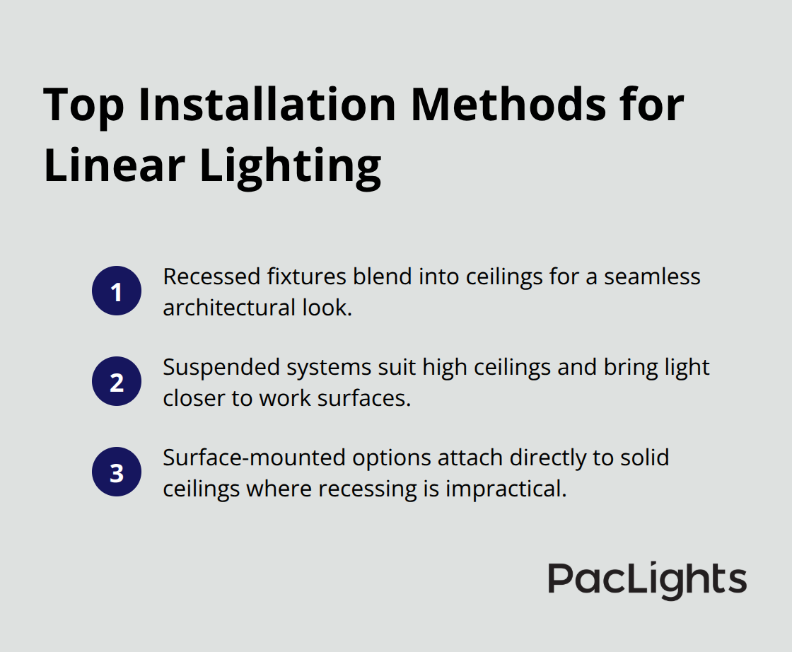 Three common installation methods for linear lighting with ideal use cases
