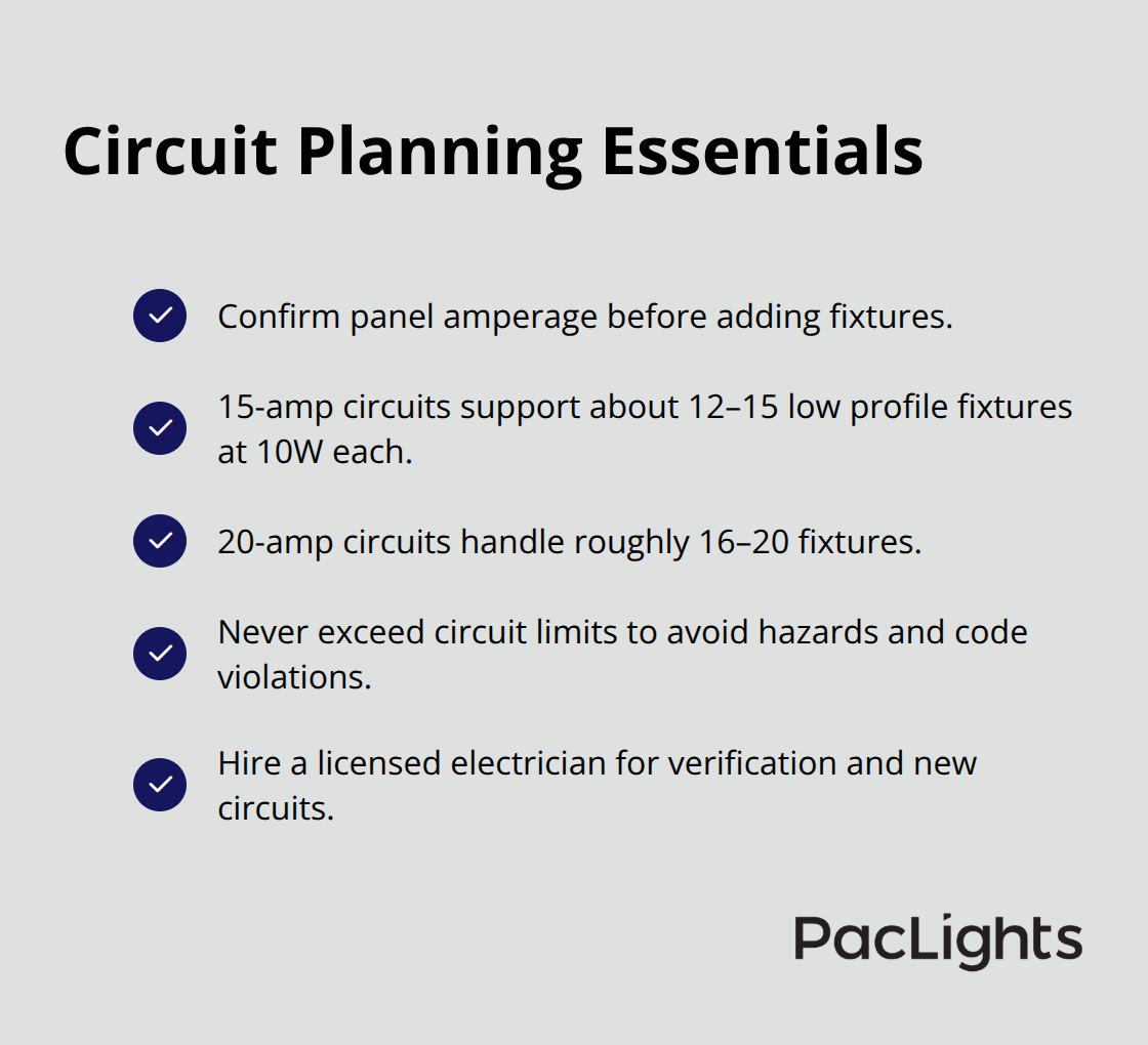 Checklist for planning low profile downlight circuits safely