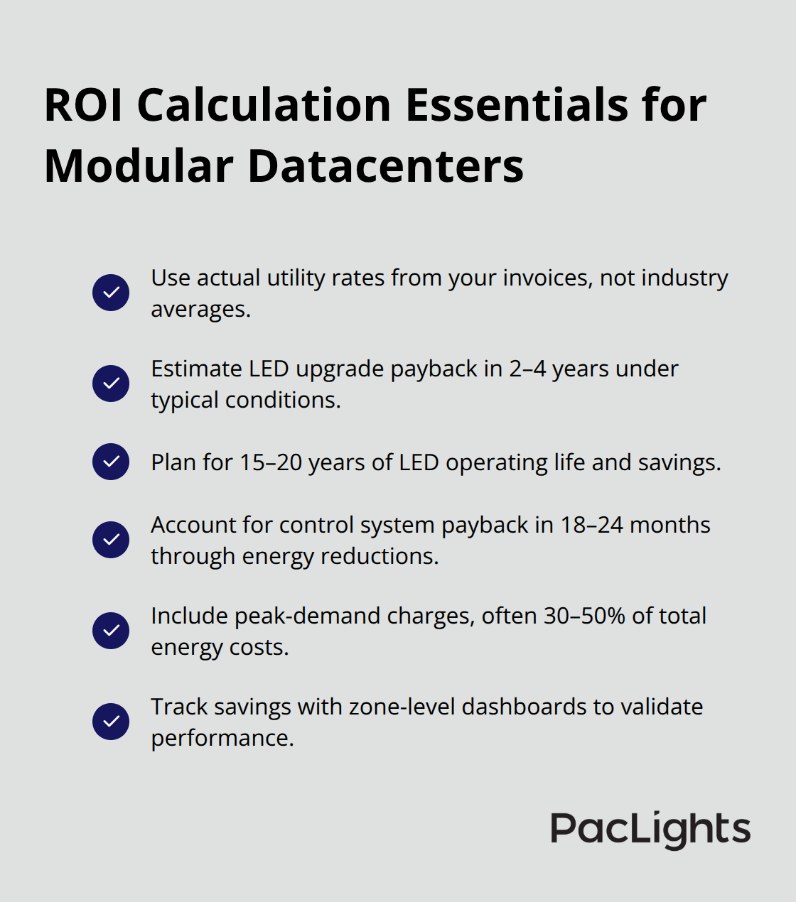 Key inputs and assumptions to calculate datacenter lighting ROI accurately in the U.S. - Modular Datacenter Lighting