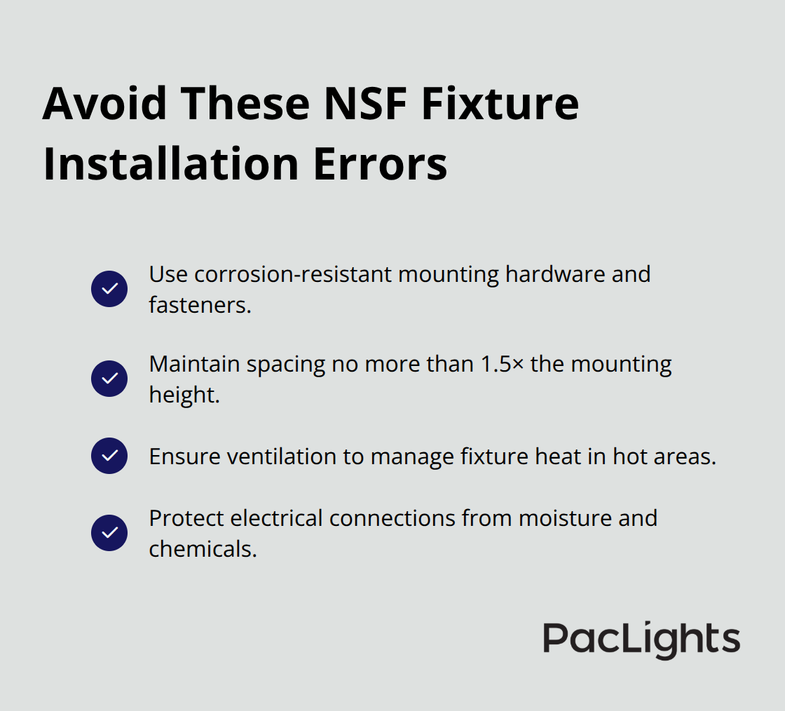 Checklist of common NSF lighting installation mistakes to prevent. - nsf approved light fixtures