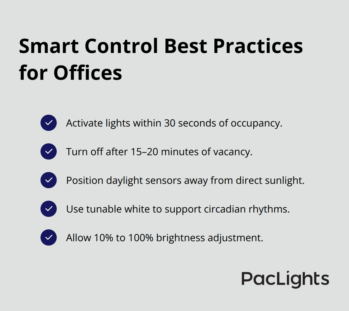Checklist of recommended smart lighting control settings for U.S. workplaces - office linear lighting