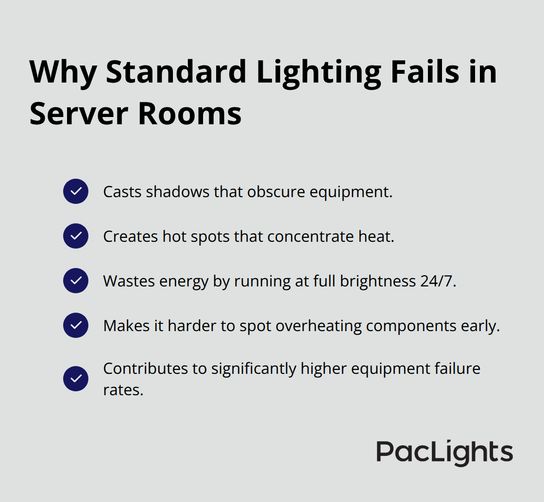 Key reasons standard commercial lighting underperforms in server rooms - rack illumination strategies