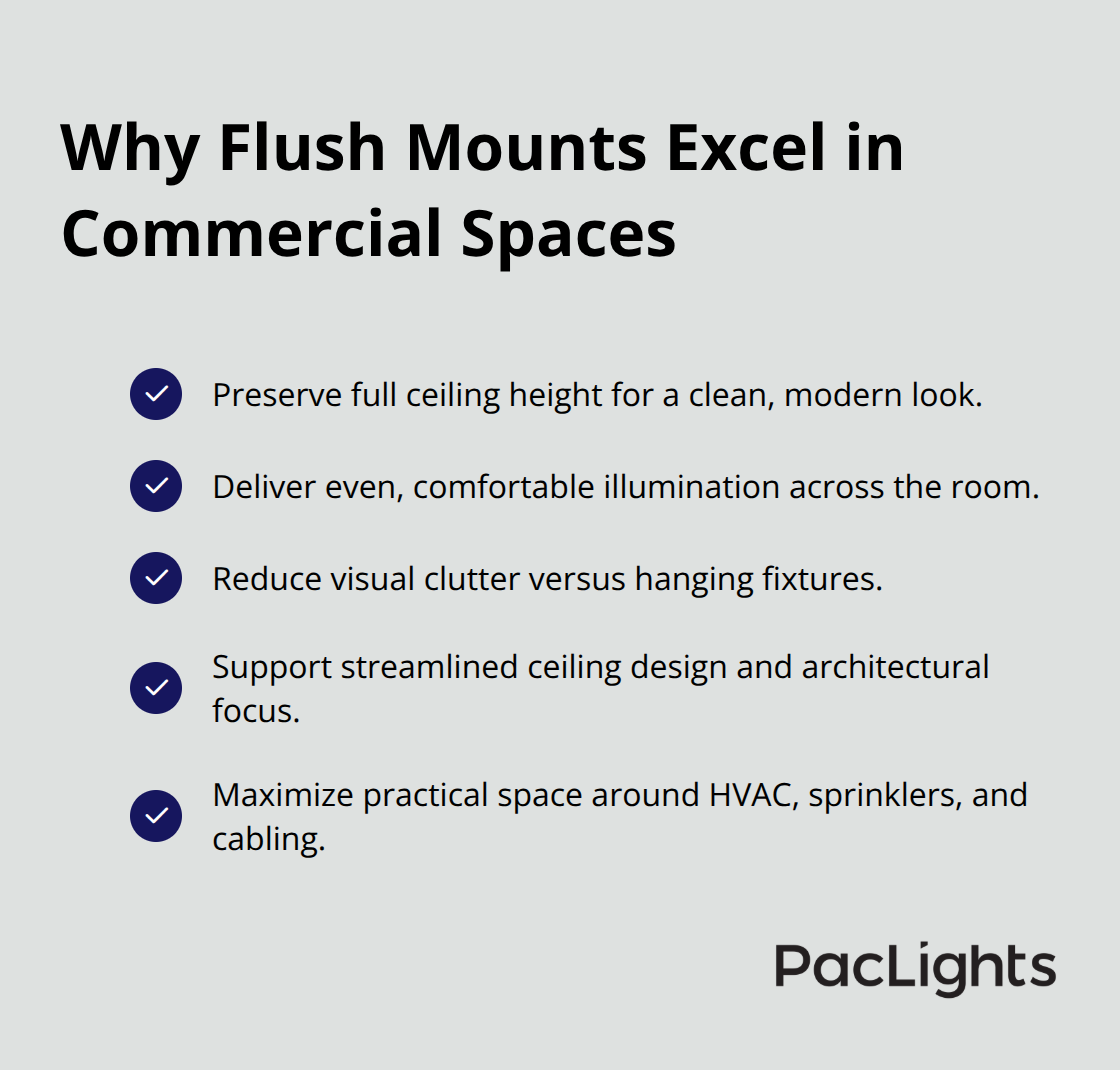 Checklist of flush mount lighting benefits for U.S. commercial interiors - recessed flush mount lights