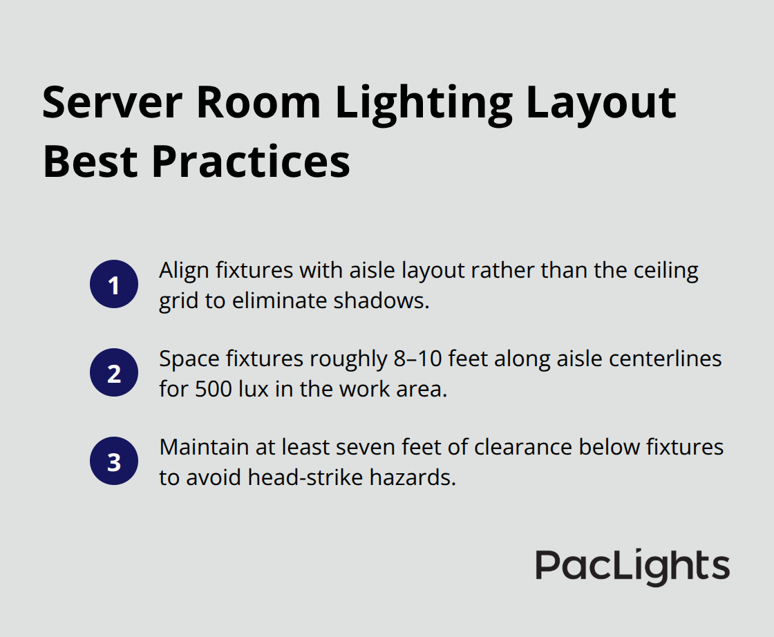 Compact list of three practical layout recommendations for server room lighting. - server lighting