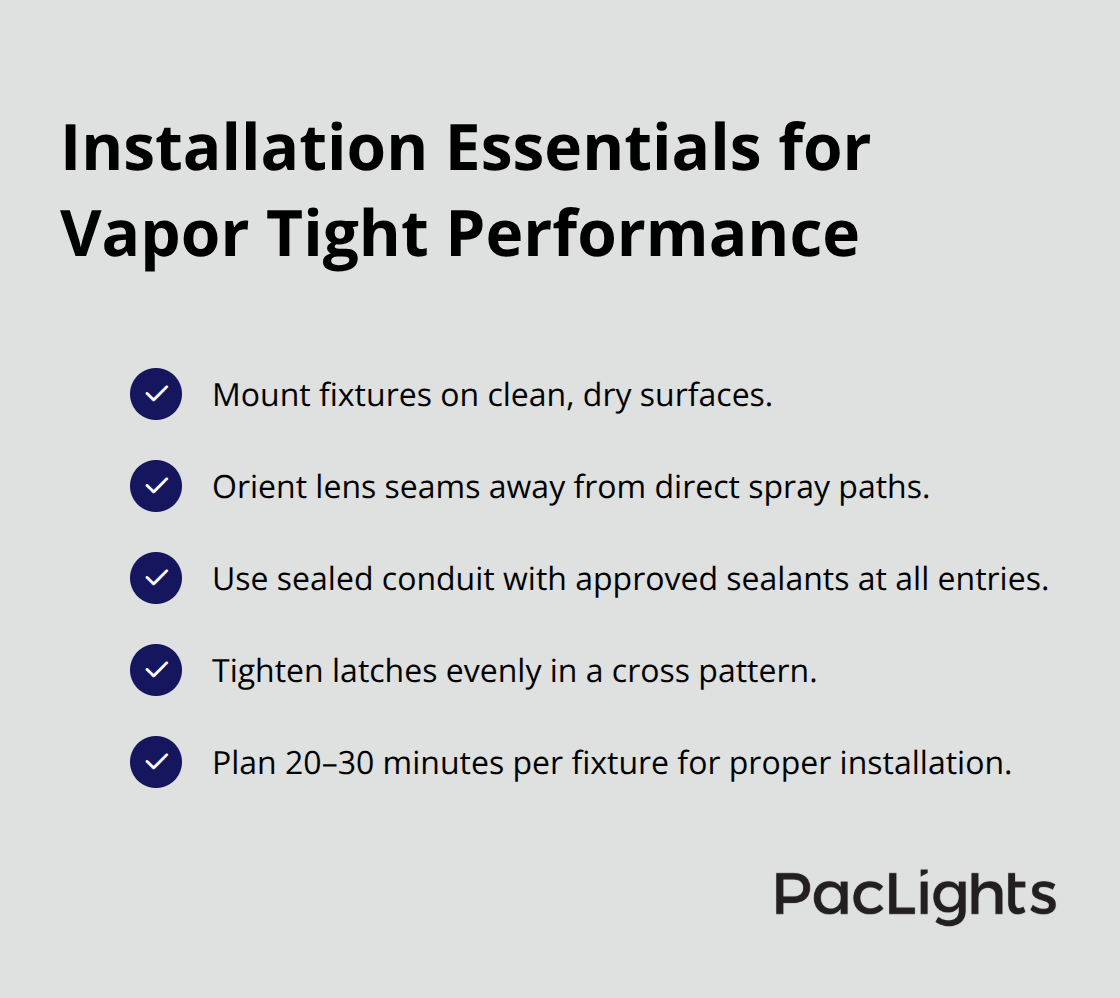 Checklist of key installation practices to maintain vapor tight seals. - Vapor tight fixtures guide