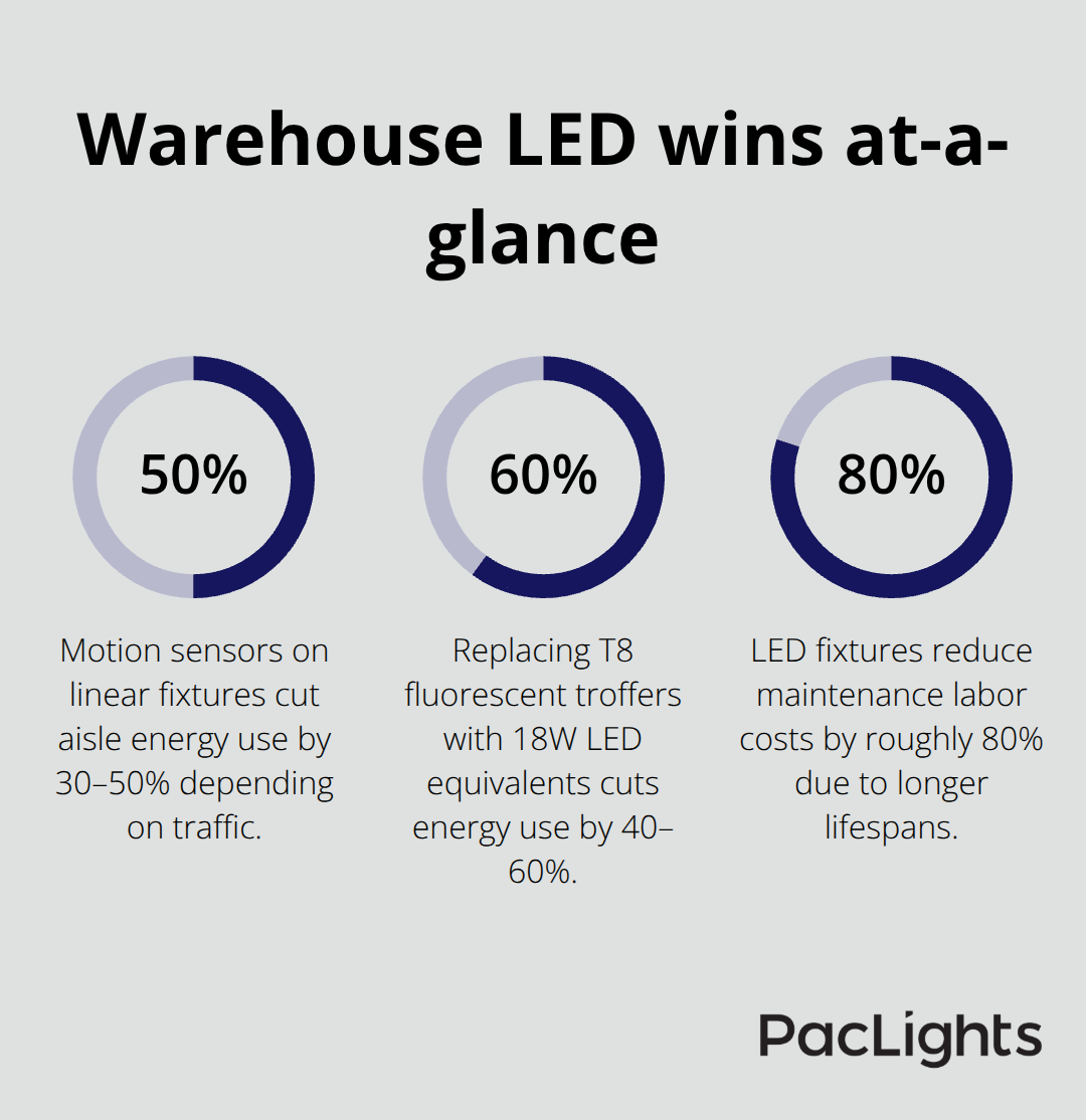 Percentage-based savings and impacts from LED upgrades in U.S. warehouses