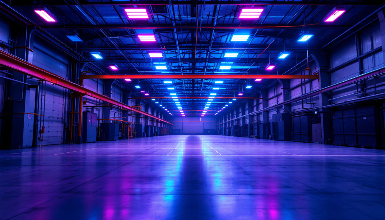 A photograph of a well-lit industrial or commercial space showcasing the vibrant illumination provided by a 19 bulb