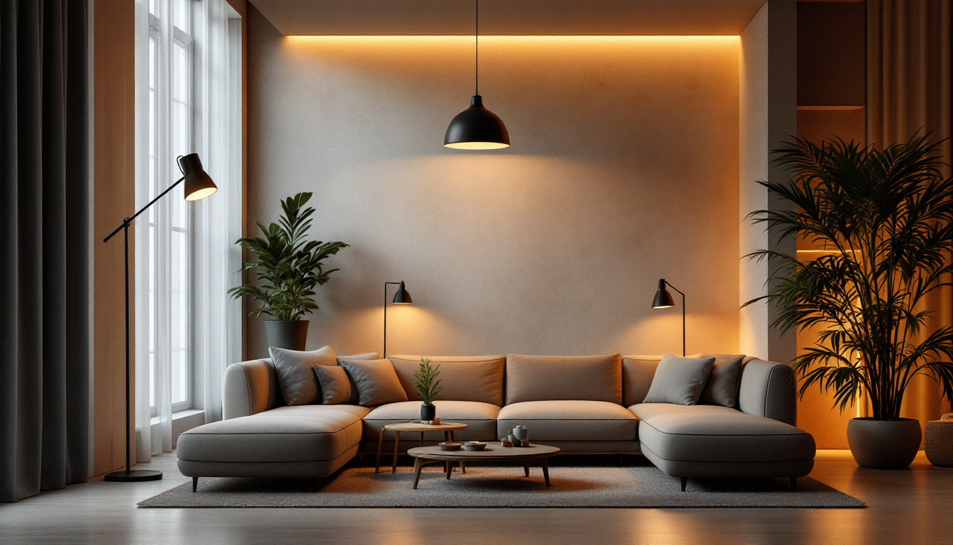 A photograph of a beautifully lit interior space showcasing various lighting solutions