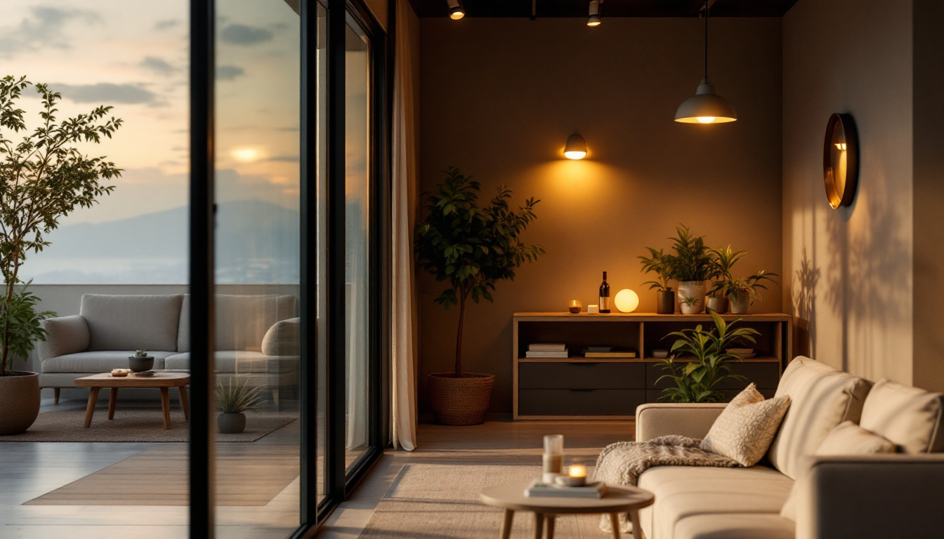 A photograph of a well-lit indoor and outdoor space showcasing rab lighting fixtures in use