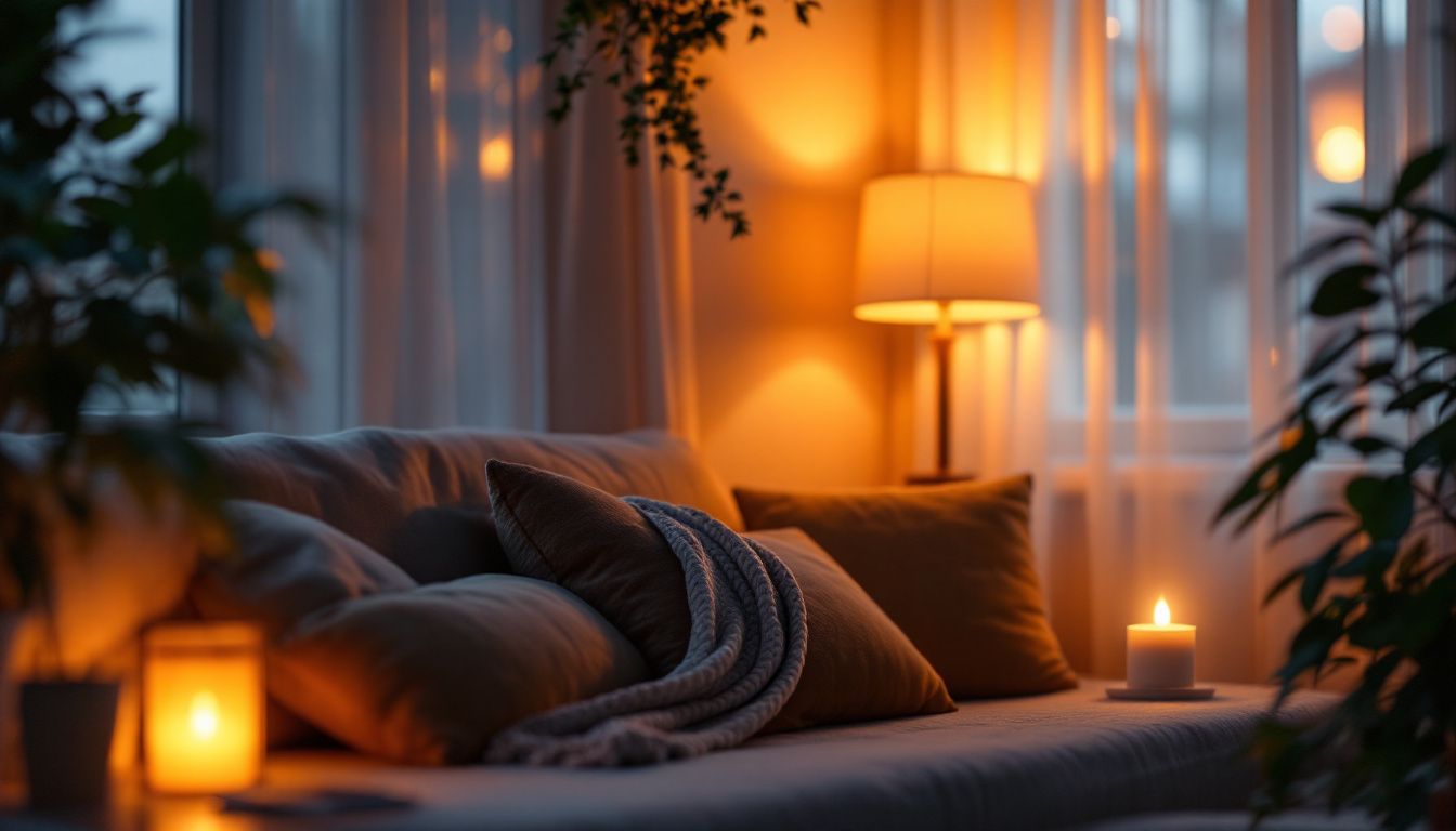 A photograph of a beautifully lit scene that showcases the interplay of ambient lighting—such as soft