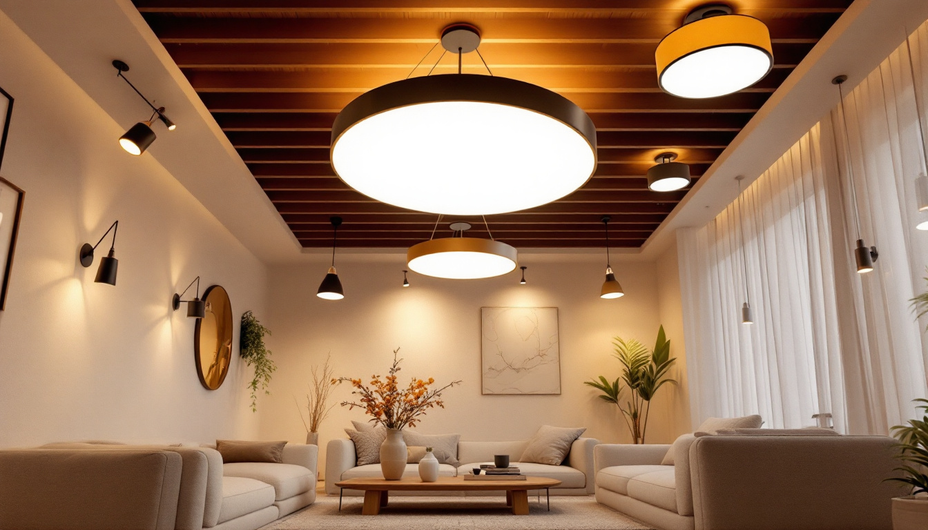 A photograph of a beautifully designed room showcasing a variety of stylish led ceiling lights