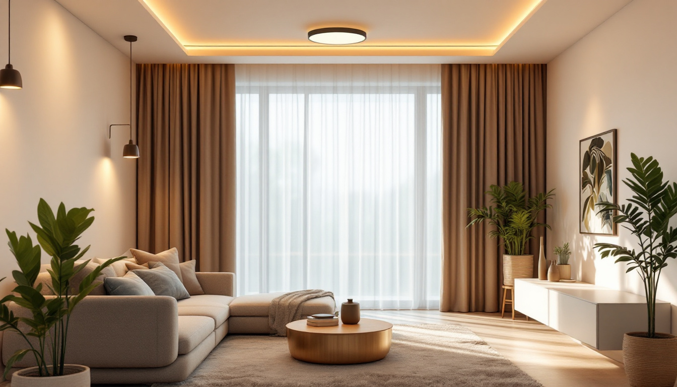 A photograph of a modern interior space featuring flush mount led lights