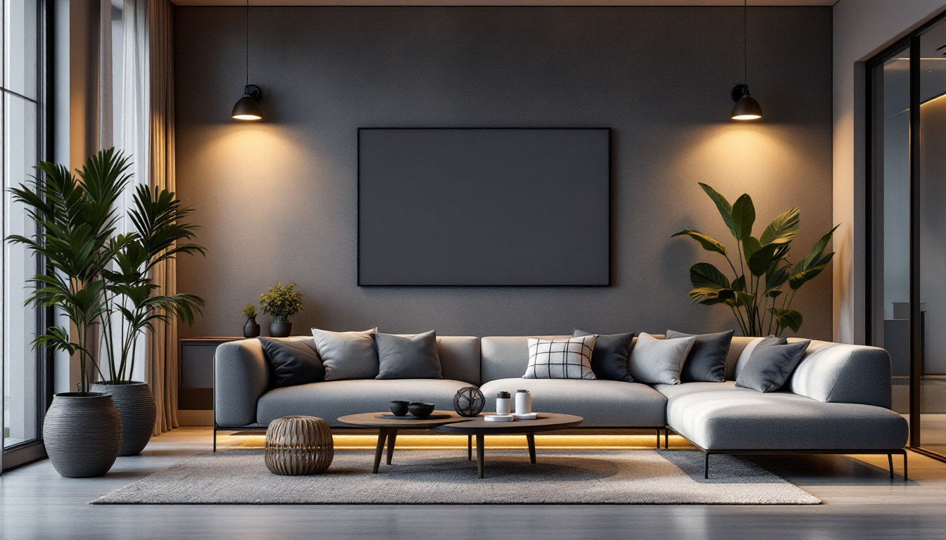 A photograph of a beautifully designed modern living space featuring sleek can light fixtures that highlight the room's aesthetics