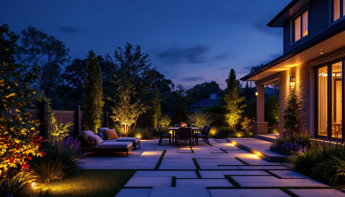 A photograph of a beautifully illuminated outdoor space at dusk