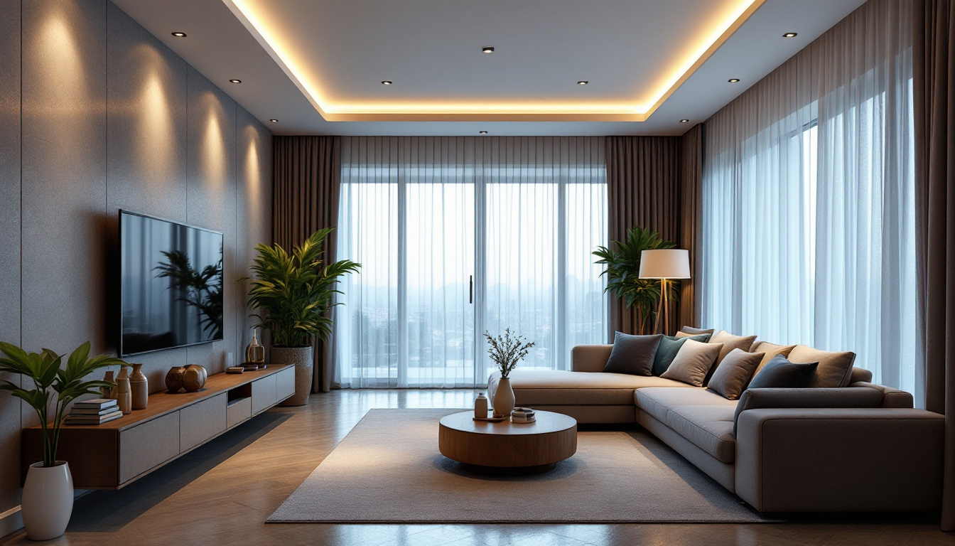 A photograph of a beautifully designed living space featuring modern recessed lighting that highlights energy-efficient fixtures