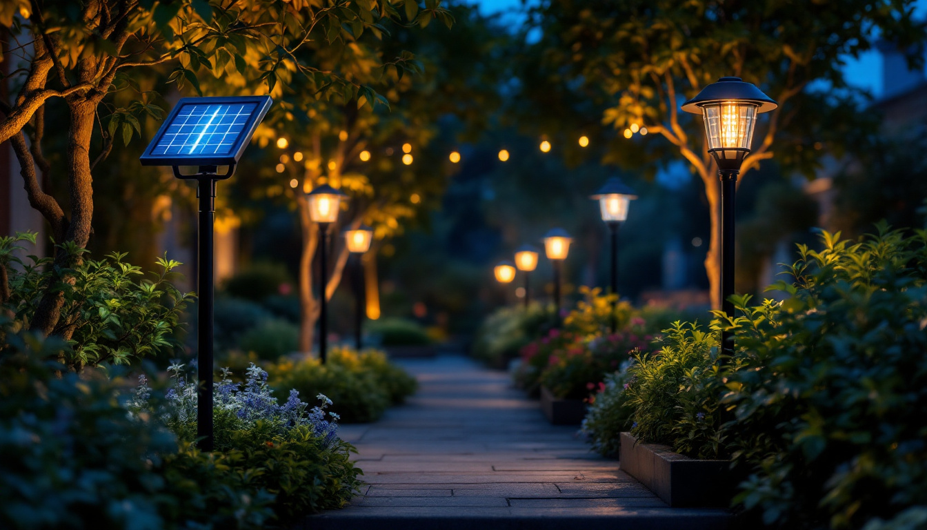 A photograph of capture a photograph of a beautifully illuminated outdoor space at dusk