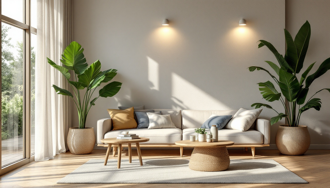 A photograph of a beautifully designed interior space showcasing 4-inch can lights illuminating a sustainable and eco-friendly environment