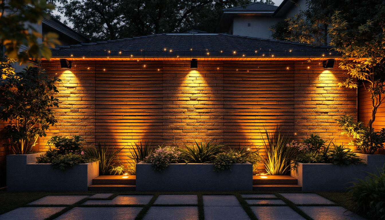 A photograph of a beautifully illuminated outdoor wall featuring led lights in various settings