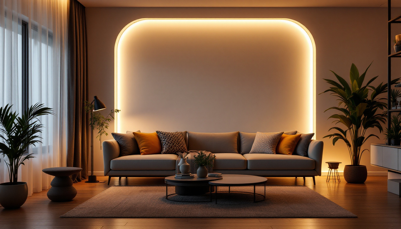 A photograph of a modern living space featuring stylish led wall lighting