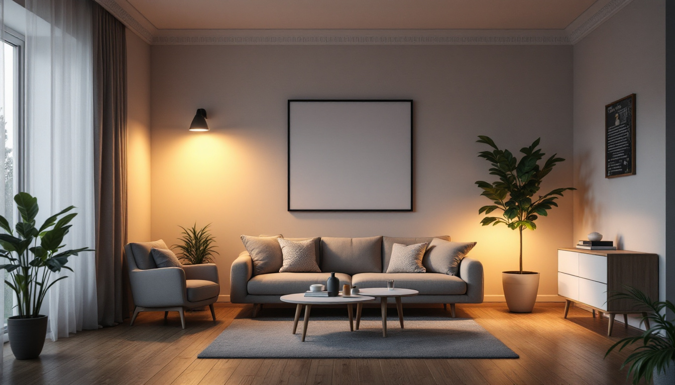 A photograph of a well-lit home interior showcasing strategically placed emergency lights in various settings