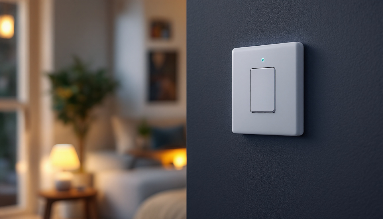 A photograph of a modern occupancy sensor switch installed in a well-lit room