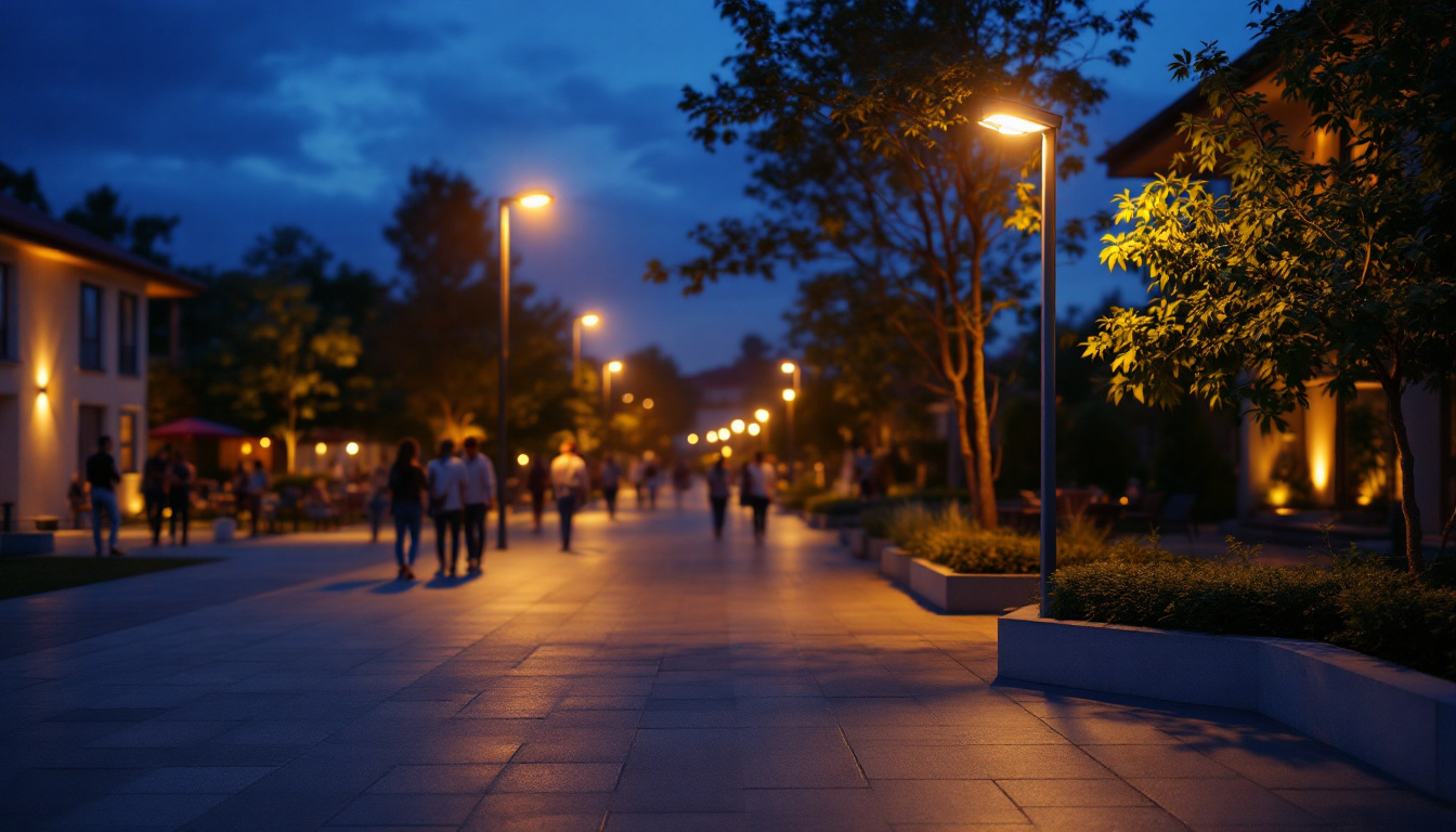 A photograph of a well-lit outdoor area featuring an led security light illuminating the surroundings