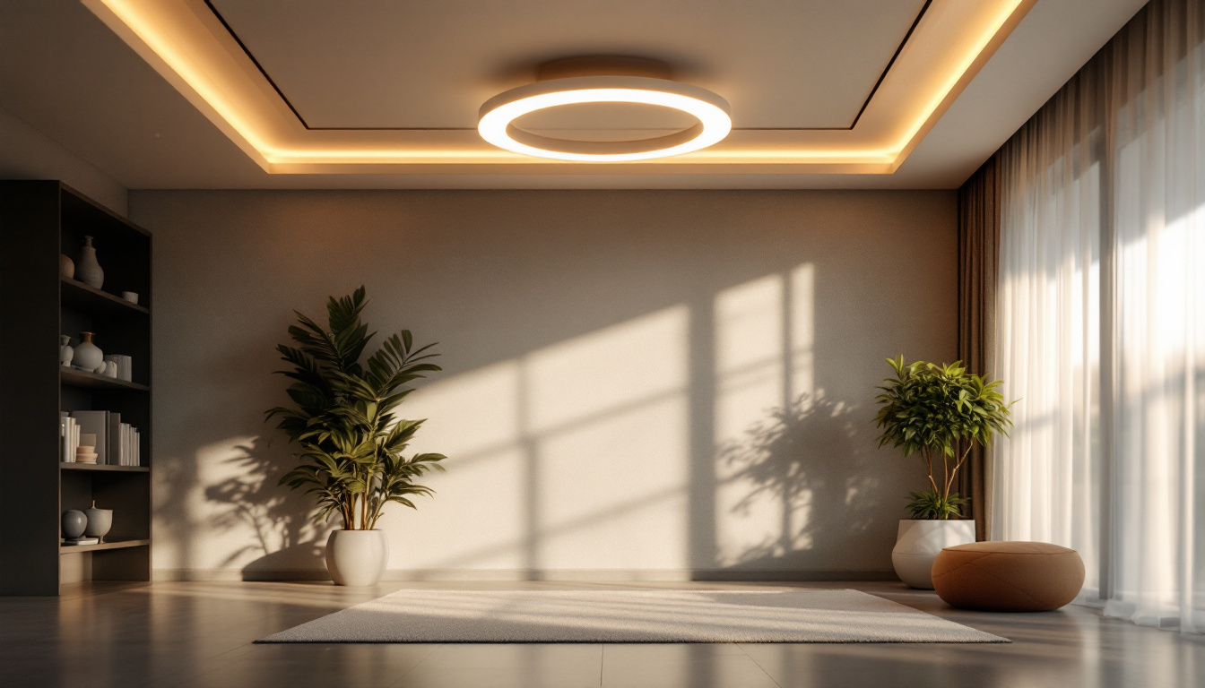 A photograph of a beautifully designed room featuring a ceiling led light fixture