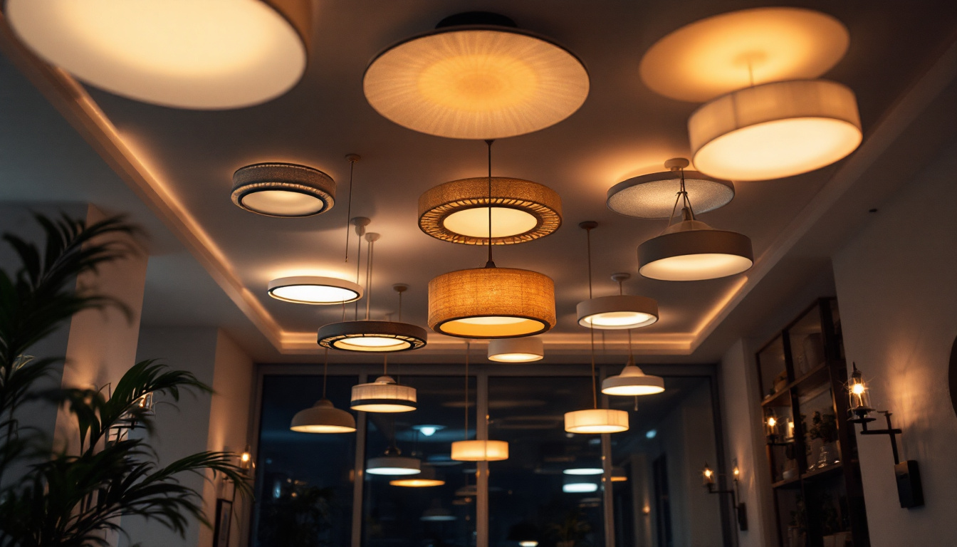 A photograph of a beautifully designed room showcasing a variety of ceiling fixtures in action