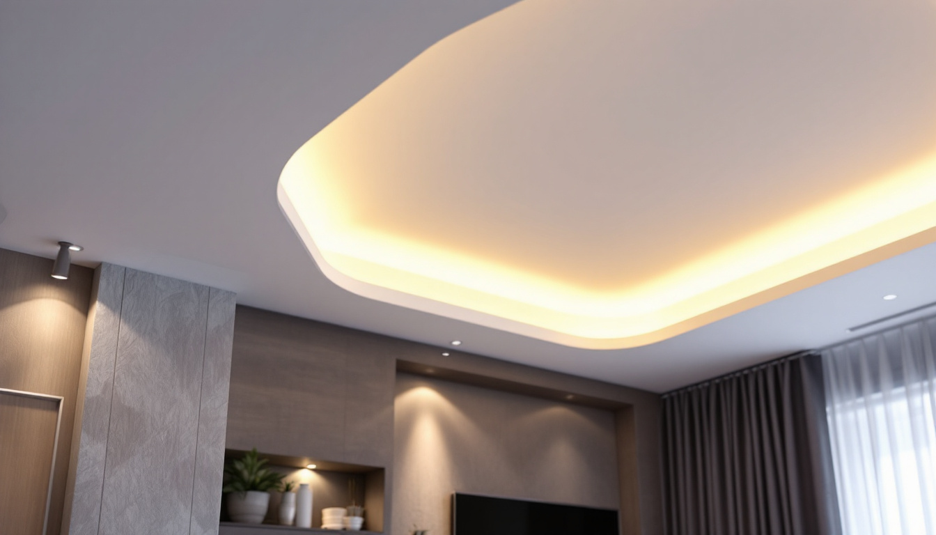 A photograph of a beautifully designed room featuring recessed lighting with stylish covers