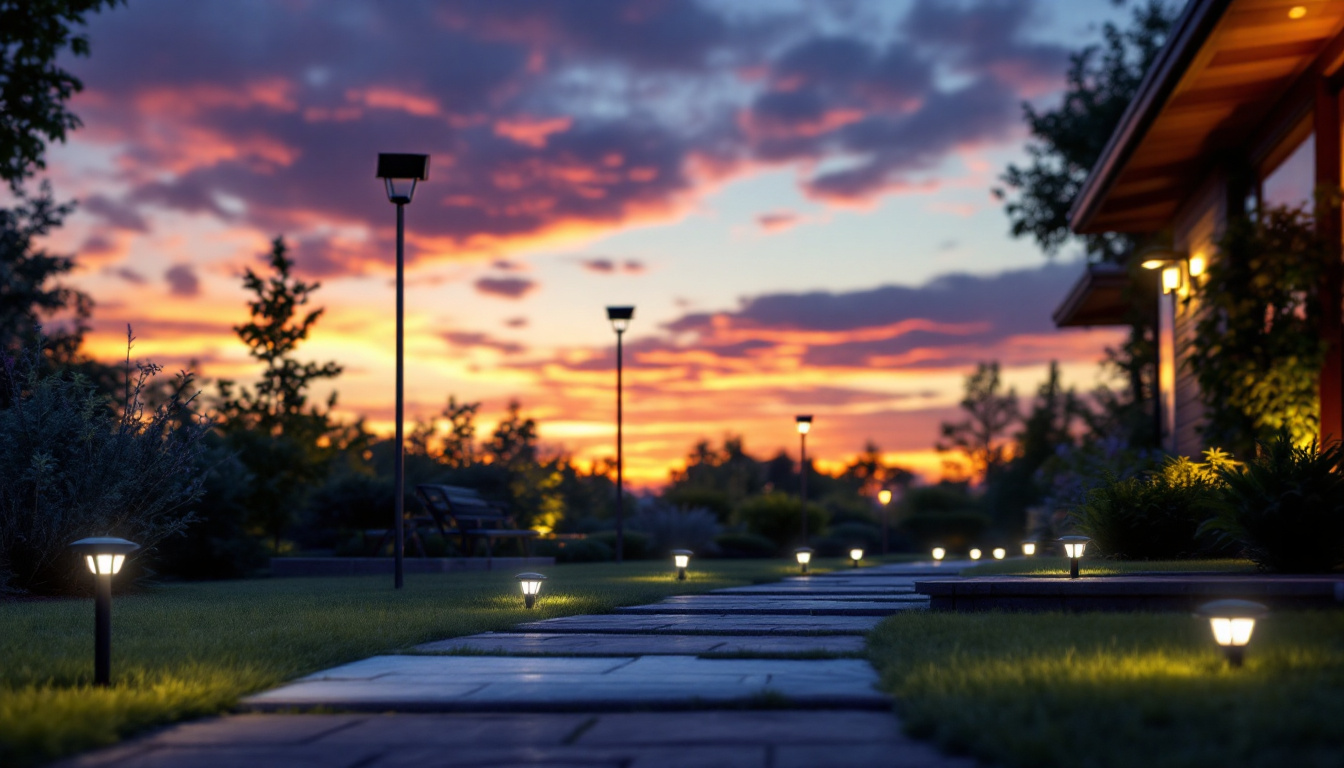 A photograph of a beautifully illuminated outdoor space at dusk