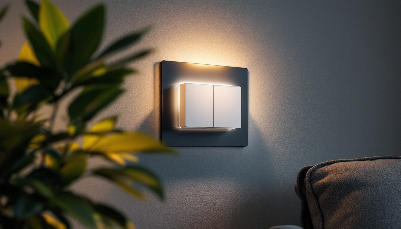 A photograph of a modern light switch installation in a stylish