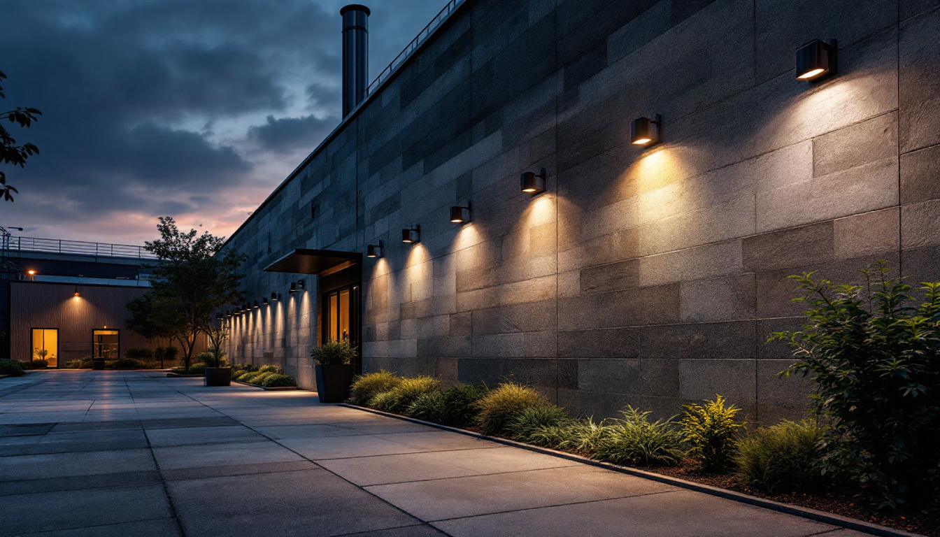 A photograph of a dynamic industrial or commercial setting at dusk
