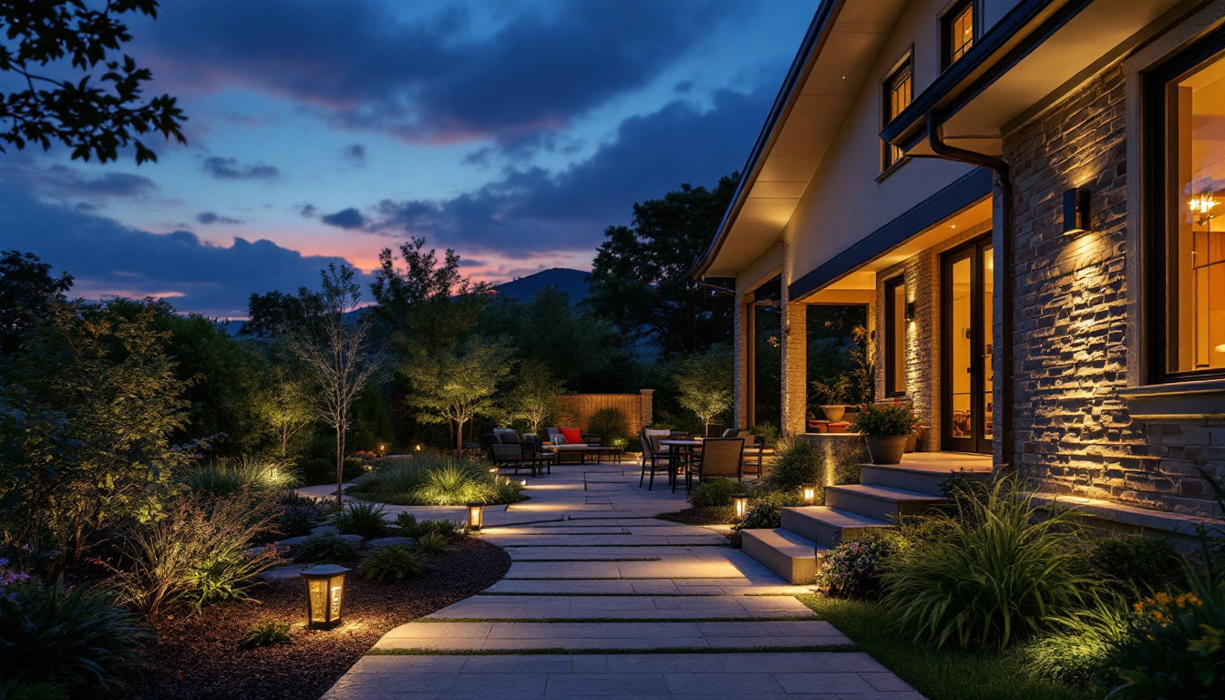 A photograph of a beautifully illuminated outdoor space at dusk