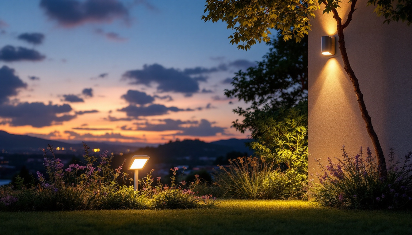 A photograph of a beautifully illuminated outdoor space at dusk