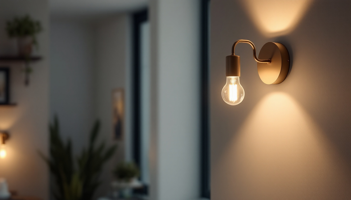 A photograph of a stylish wall mount light fixture illuminating a cozy living space