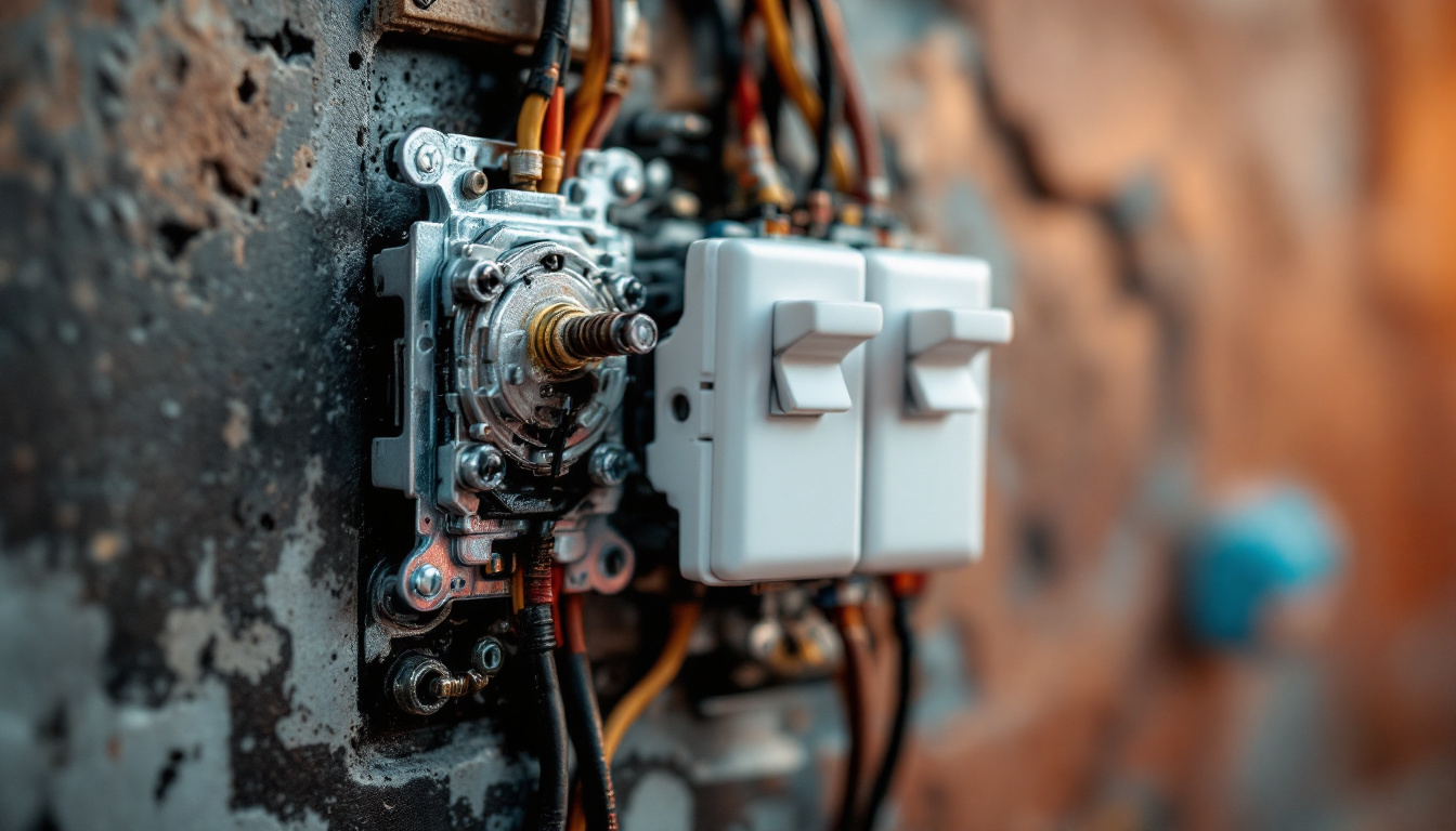 A photograph of a close-up of a 3-way switch installation