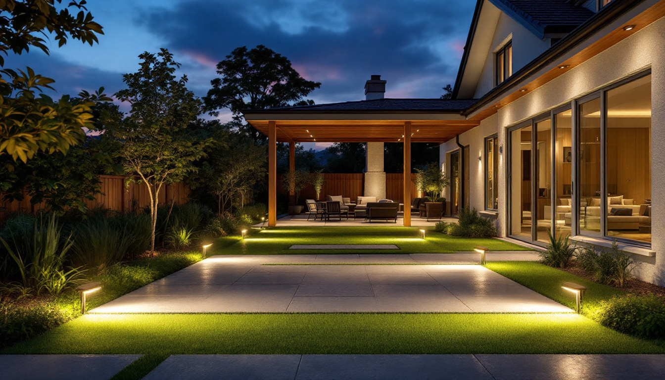 A photograph of a beautifully illuminated outdoor space at dusk