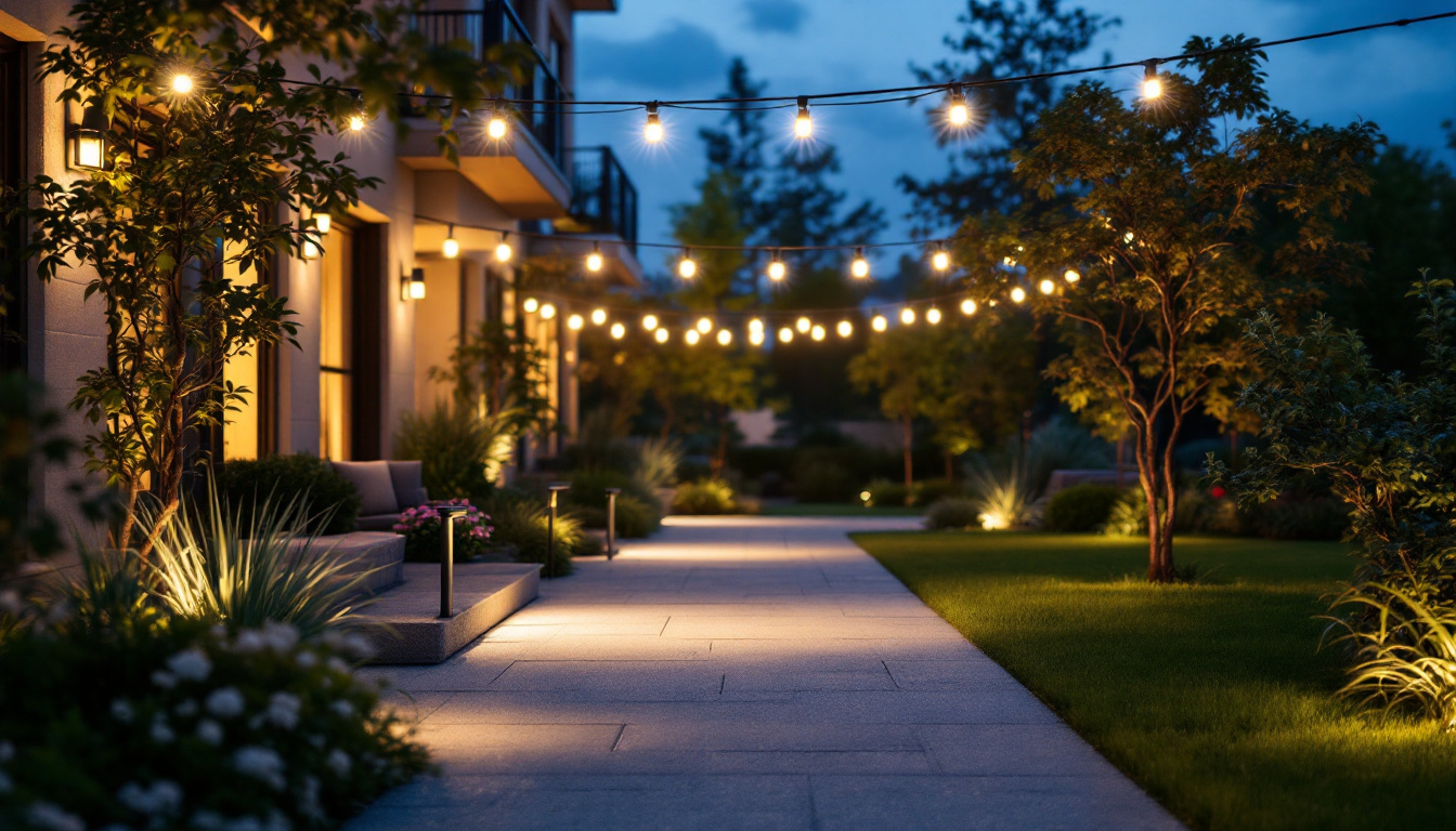 A photograph of a well-lit outdoor space featuring energy-efficient flood lights in action