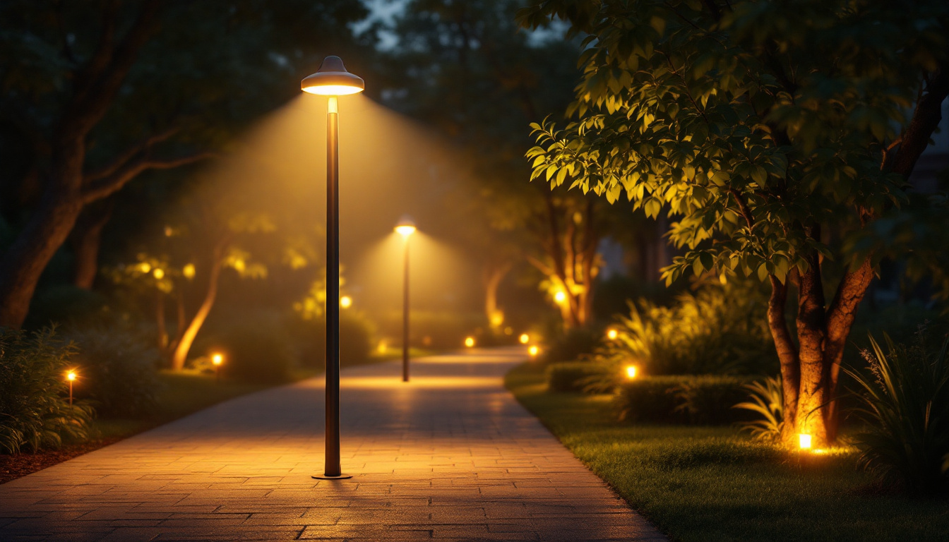 A photograph of a well-lit outdoor space featuring various outdoor light sensor solutions in action