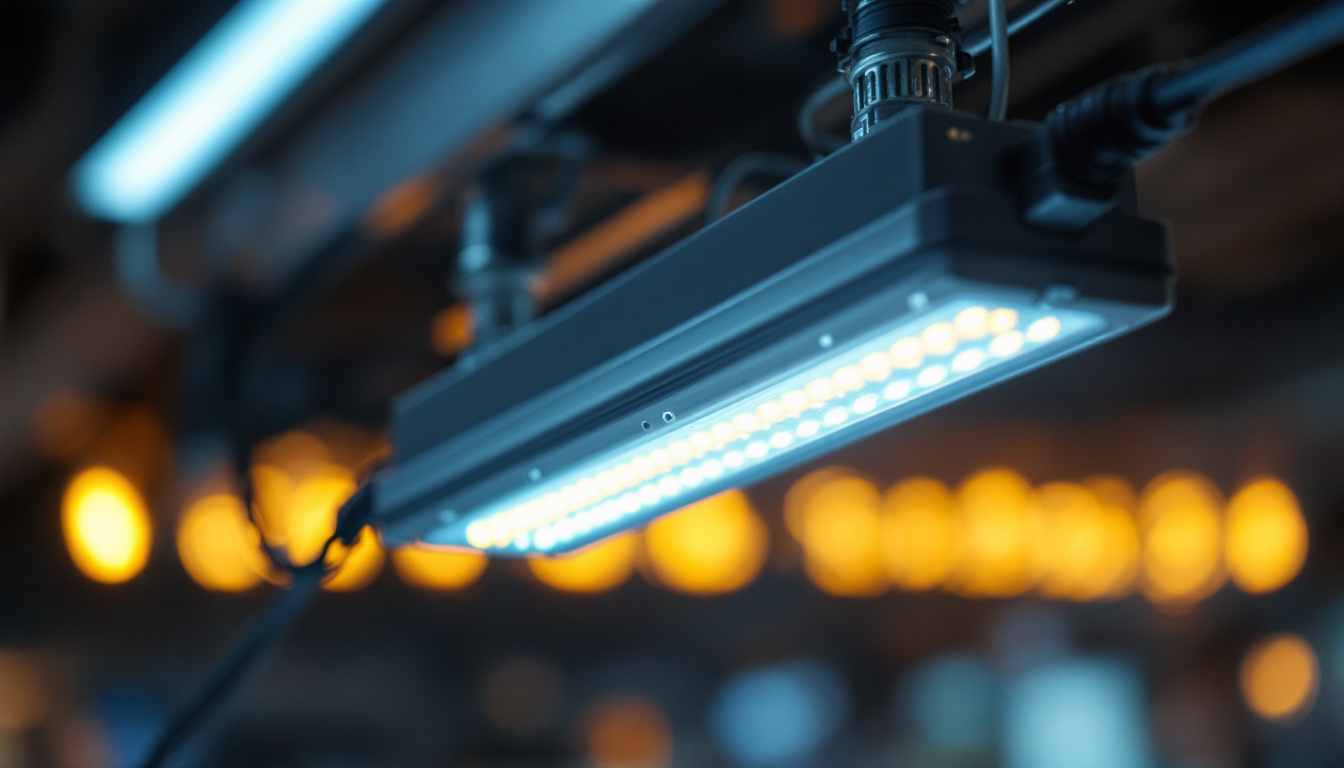 A photograph of a close-up shot of a led light ballast installed in a modern lighting fixture