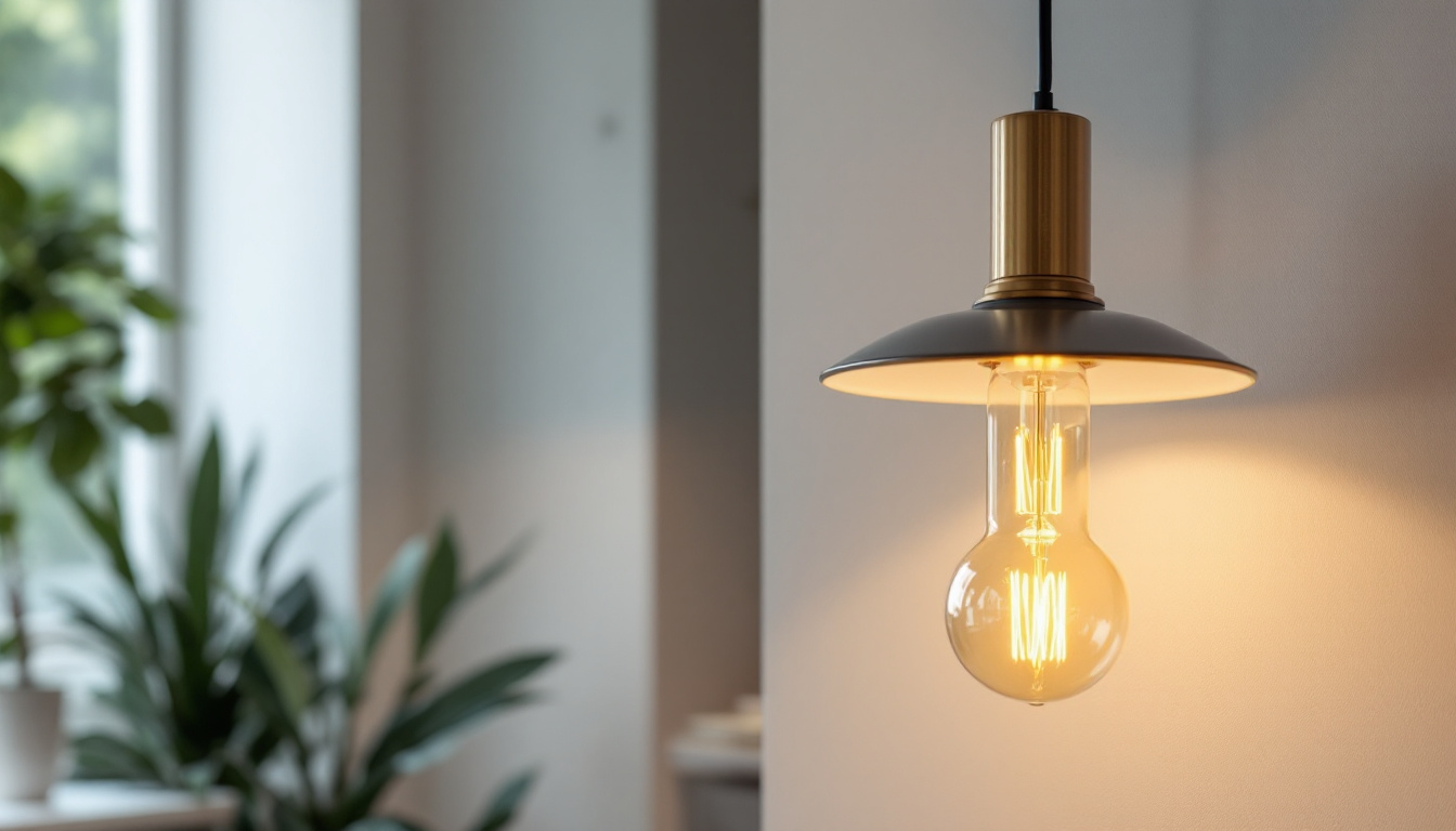 A photograph of a stylish and modern light fixture displayed in an inviting home setting