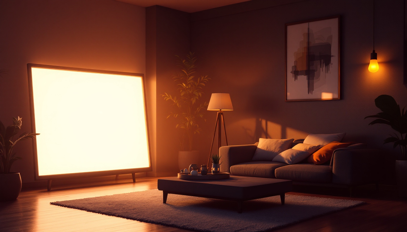A photograph of a beautifully lit indoor space showcasing the warm