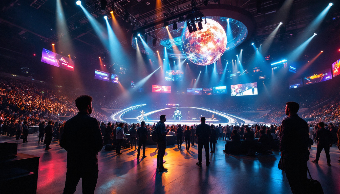 A photograph of a dynamic and futuristic arena setting